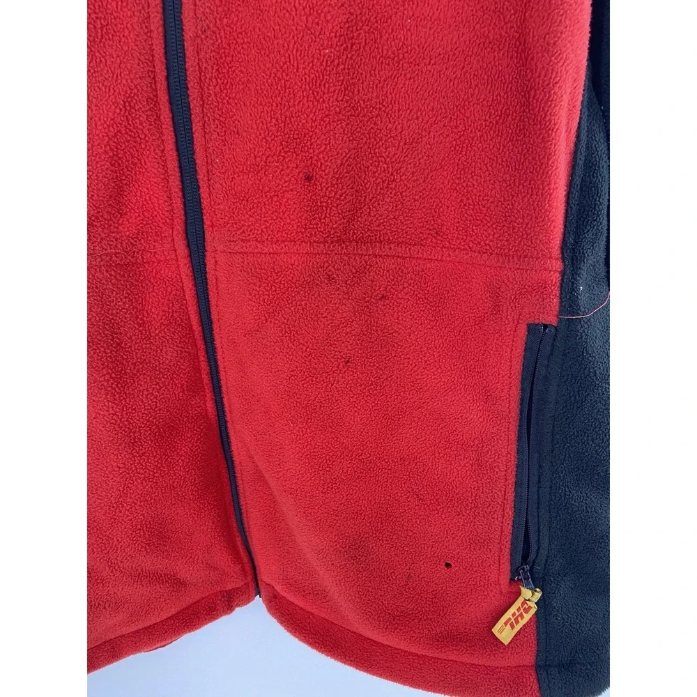 DHL Delivery Jacket Mens L Red Black Yellow Full Zip Fleece Long Sleeve‎ Racing